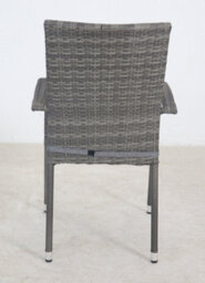 Sh&g Heaton 6 Seat Dining Table Set - 7 Piece Round Table & Chairs - Grey Rattan With Grey Cushions - Indoor & Outdoor - thumbnail 5