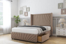 "Sloomy Rutherford Mink Plush Divan Bed2 Drawers Foot-End - 54"" Wingback Headboard & 12""footboard 4' Small Double" - thumbnail 4
