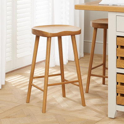 The Furniture Market Shaker Style Saddle Seat Counter Stool Ergonomic Contoured Seat Solid Wood No Assembly Required Kitchen Island Height Stool - image 1