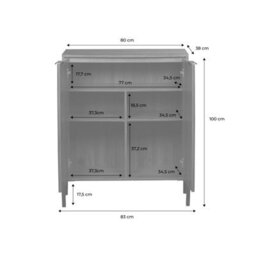 Sweeek - 83Cm Vintage Walnut Wooden Effect Sideboard Walnut 83X38X100 Cm - Glassy - thumbnail 6