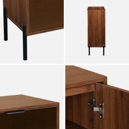 Sweeek - 83Cm Vintage Walnut Wooden Effect Sideboard Walnut 83X38X100 Cm - Glassy - thumbnail 3