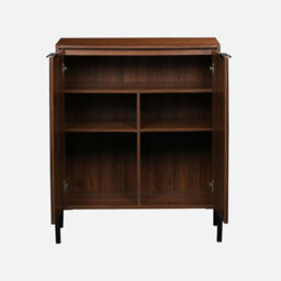 Sweeek - 83Cm Vintage Walnut Wooden Effect Sideboard Walnut 83X38X100 Cm - Glassy - thumbnail 2