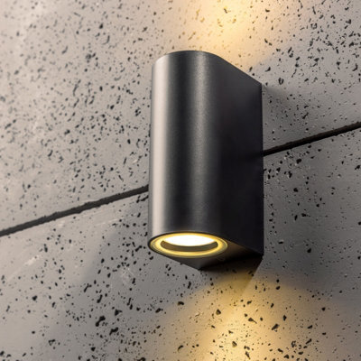 CGC Lighting Cgc Black Up And Down Gu10 Wall Light Curved Outdoor Garden Indoor Ip44 Weatherproof Polycarbonate Outside Door Patio Wall Lamp - image 1