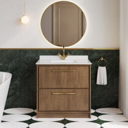 Hudson Reed Lille Floorstanding Two Drawer Contemporary Vanity Unit With Marble Top & Basin In Antique Oak, 820 X 470mm - thumbnail 5