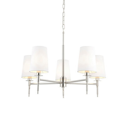 Luminosa Lighting Luminosa Florence Multi Arm Shade Pendant Ceiling Lamp, Bright Nickel Plate, Vintage White Fabric - image 1