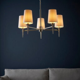 Luminosa Lighting Luminosa Florence Multi Arm Shade Pendant Ceiling Lamp, Bright Nickel Plate, Vintage White Fabric - thumbnail 3