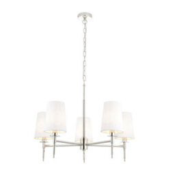 Luminosa Lighting Luminosa Florence Multi Arm Shade Pendant Ceiling Lamp, Bright Nickel Plate, Vintage White Fabric - thumbnail 6