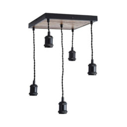 Pagazzi Lighting Pagazzi Melrose 5 Light Black & Wood Pendant Ceiling Light - thumbnail 1