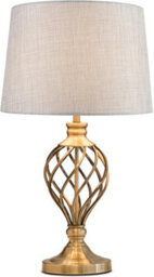 Lighting Supermarket Hepburn Large Barley Twist Table Lamp Antique Brass With Grey Linen Shade 61Cm - thumbnail 2