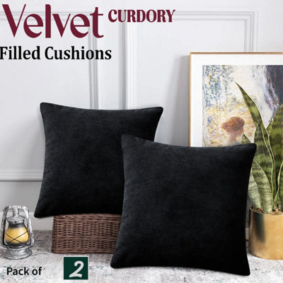Ameha Black Velvet Cushion Set, 18X18 Inch, Includes 2 Filled Cushions & 2 Covers, Soft, Breathable & Hypoallergenic - image 1