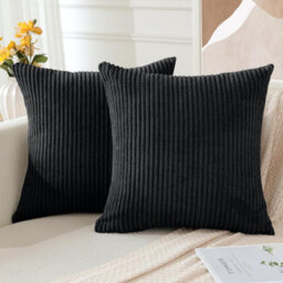 Ameha Black Velvet Cushion Set, 18X18 Inch, Includes 2 Filled Cushions & 2 Covers, Soft, Breathable & Hypoallergenic - thumbnail 4