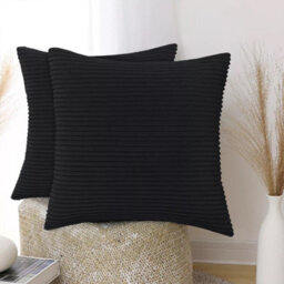 Ameha Black Velvet Cushion Set, 18X18 Inch, Includes 2 Filled Cushions & 2 Covers, Soft, Breathable & Hypoallergenic - thumbnail 2