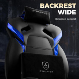 Gtplayer Big Gaming Chair, Ergonomic Office Chair With Footrest, 350Lbs, Premium Leather And Iridescent Trim, Ace-Armor, Blue - thumbnail 8