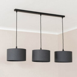 Valuelights Reni Charcoal Drum Shade 3 Drop Bar Matte Black Diner Ceiling Light With Bulbs - thumbnail 3