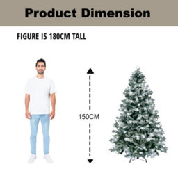 Shatchi 5Ft Pre-Lit Snow Flocked Artificial Christmas Tree Lapland With Cool White Led Lights Snowy Bushy Hinged Branches - thumbnail 5