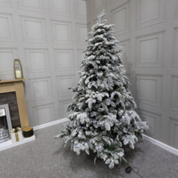 Shatchi 5Ft Pre-Lit Snow Flocked Artificial Christmas Tree Lapland With Cool White Led Lights Snowy Bushy Hinged Branches - thumbnail 7
