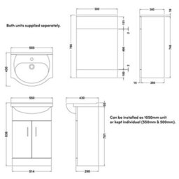 Bubly Bathrooms™ Saturn Gloss White 1033mm Bathroom Vanity Unit & Rimless Back-To-Wall Toilet Set - thumbnail 6