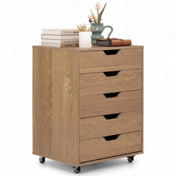 5 Drawer Chest Rolling Dresser Storage Cabinet W/lockable Wheels - thumbnail 3