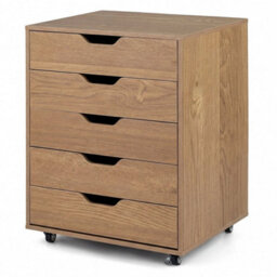 5 Drawer Chest Rolling Dresser Storage Cabinet W/lockable Wheels - thumbnail 1