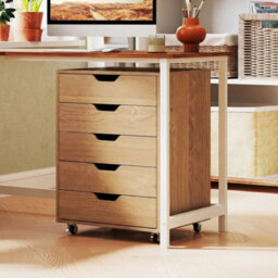 5 Drawer Chest Rolling Dresser Storage Cabinet W/lockable Wheels - thumbnail 5