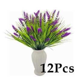 Amorly 12Pcs Uv Resistant No Fade Outdoor Artificial Plants  Flowers,fake Lavender Flowers Indoor  Outdoor Decor For Planter Front Porch - thumbnail 1