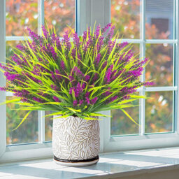 Amorly 12Pcs Uv Resistant No Fade Outdoor Artificial Plants  Flowers,fake Lavender Flowers Indoor  Outdoor Decor For Planter Front Porch - thumbnail 3