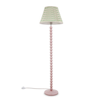 Valuelights Bobbles Rose Pink Bobbin Floor Lamp With Pink Aztec Pleated Shade - image 1