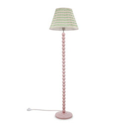 Valuelights Bobbles Rose Pink Bobbin Floor Lamp With Pink Aztec Pleated Shade - thumbnail 1