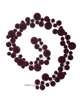 Werchristmas Purple Velvet Christmas Bauble Garland 9 Ft, 84 Shatterproof Baubles - image 1
