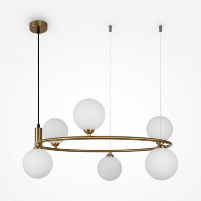 Luminosa Lighting Luminosa Maytoni Ring Modern 6 Light Globe Pendant Ceiling Light Brass G9 - image 1