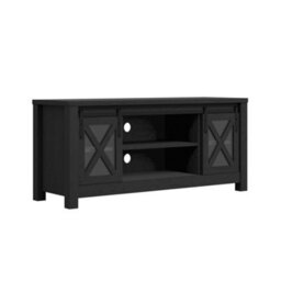 LPD Clover Black Glass Media Unit - Contemporary Design With Matte Finish - thumbnail 2