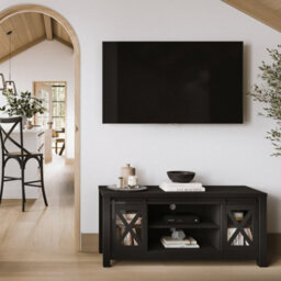 LPD Clover Black Glass Media Unit - Contemporary Design With Matte Finish - thumbnail 5