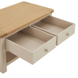 The Furniture Market Marbury Putty Grey Painted 2 Drawer Coffee Table With Shelf - thumbnail 7