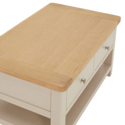 The Furniture Market Marbury Putty Grey Painted 2 Drawer Coffee Table With Shelf - thumbnail 6