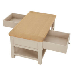 The Furniture Market Marbury Putty Grey Painted 2 Drawer Coffee Table With Shelf - thumbnail 5
