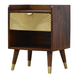 Artisan Furniture Solid Wood Manila Gold One Drawer Bedside - thumbnail 2