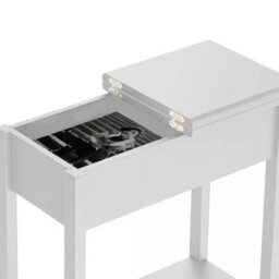 2 Tier Wooden Flip Top Sofa Side End Table White With Narrow Shelf Storage - thumbnail 4