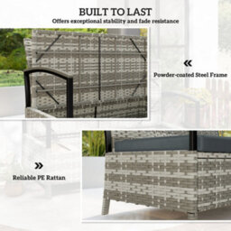 Outsunny 125L Garden Storage Bench, 2 Seater Pe Rattan Outdoor Bench - thumbnail 6