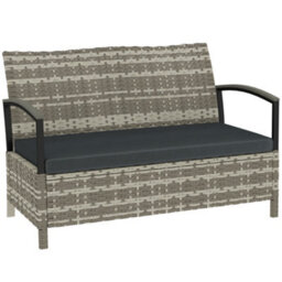 Outsunny 125L Garden Storage Bench, 2 Seater Pe Rattan Outdoor Bench - thumbnail 2