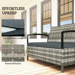 Outsunny 125L Garden Storage Bench, 2 Seater Pe Rattan Outdoor Bench - thumbnail 8