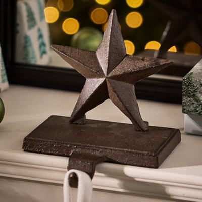 Dibor Antique Brown Star Decorative Stocking Hook Fireplace Stocking Holder Christmas Stocking Holder - image 1