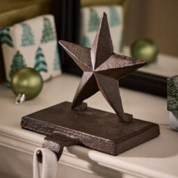 Dibor Antique Brown Star Decorative Stocking Hook Fireplace Stocking Holder Christmas Stocking Holder - thumbnail 3