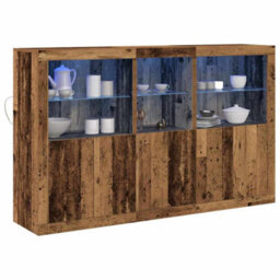 Berkfield Sideboard With Led Lights Old Wood 162X37X100 Cm Engineered Wood - thumbnail 3