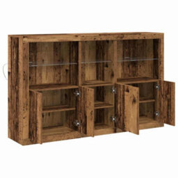 Berkfield Sideboard With Led Lights Old Wood 162X37X100 Cm Engineered Wood - thumbnail 6