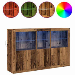 Berkfield Sideboard With Led Lights Old Wood 162X37X100 Cm Engineered Wood - thumbnail 4