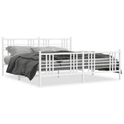 Berkfield Metal Bed Frame Without Mattress With Footboard White 183X213Cm - thumbnail 2