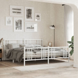 Berkfield Metal Bed Frame Without Mattress With Footboard White 183X213Cm