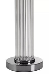 Orsina Glass Table Lamp With Chrome-Edged Pillar, Translucent Glass Table Light, Accent Lamp With Fluted Base - thumbnail 4