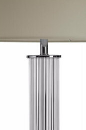 Orsina Glass Table Lamp With Chrome-Edged Pillar, Translucent Glass Table Light, Accent Lamp With Fluted Base - thumbnail 3