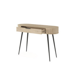 Arte Lovi Dressing Table 120Cm - Oak Cremona & Black Modern Vanity With Drawer And Metal Legs - thumbnail 3